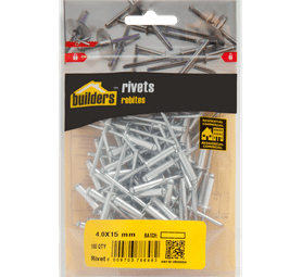 Build and Fix 100 x Open Aluminium Bond Rivets Silver 4.0 x 15 mm