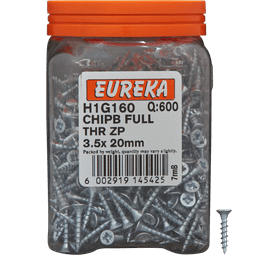 Eureka H1G160 3.5 x 20 mm Chipboard Screw Zinc 600 Pack