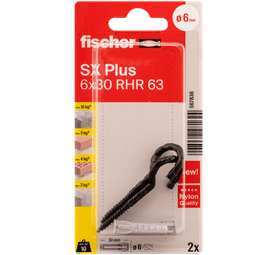 Fischer 2 x SX RHR 63 Plugs and Hook Screws 30 x 6 mm