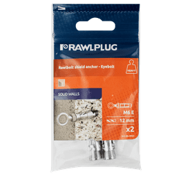Rawlplug 2 x Shield Anchor Eye Bolt M6 x 12 x 73 mm
