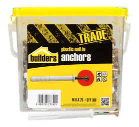 Build and Fix 100 x Plastic Nail in Anchors 8 x 75 mm