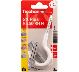 Fischer 2 x SX RH N K Plugs and Hook Screws 50 x 10 mm