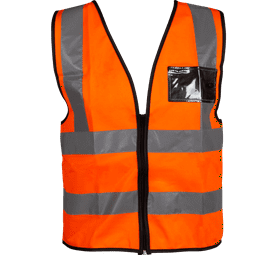 Pioneer V023O- S Reflective Vest with Zip and ID Pouch Orange Small