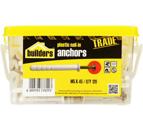 Build and Fix 120 x Nail In Anchor 45 x 5 x 5 mm