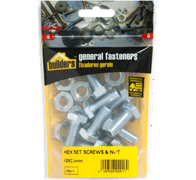 Build and Fix BP-SETN1025-10 10 x Hex Bolts and Nuts Set 10 x 25 mm