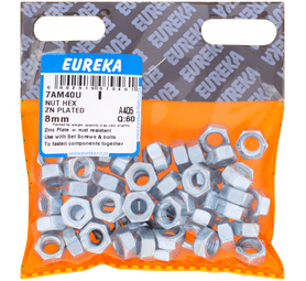 Eureka Zinc Plated Hex Nuts 8 mm