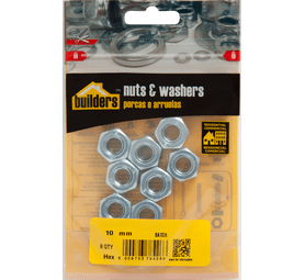 Build and Fix 704746 8 x Galvanised Nuts 10 mm