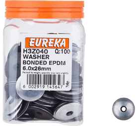 Eureka 100 x Bonded EPDM Washers 6 x 26 mm
