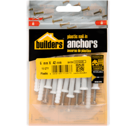 Build and Fix 15 x Plastic Nail in Anchors 6 x 42 mm
