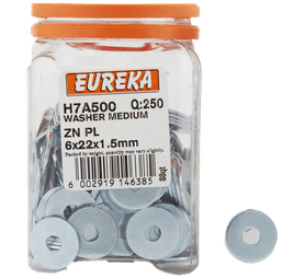 Eureka 250 x Medium Washers 6 x 22 x 1.5 mm