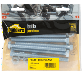 Build and Fix BP-SETN10120-6 6 x Hex Bolts and Nuts Set 10 x 120 mm