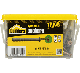 Build and Fix 100 x Nylon Nail in Anchors 6 x 55 mm