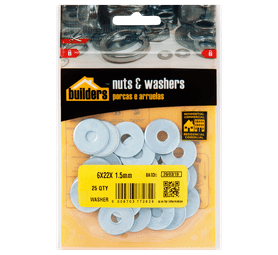 Build and Fix 72829 25 x Medium Body Washers Silver 6 x 22 x 1.5 mm