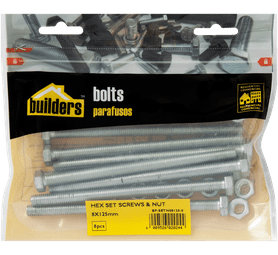 Build and Fix BP-SETN08125-8 8 x Hex Bolts and Nuts Set 8 x 125 mm