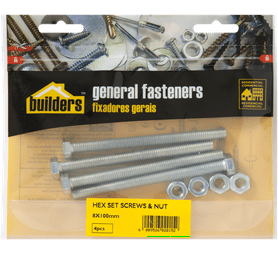 Build and Fix BP-SETN08100-4 4 x Hex Bolts and Nuts Set 8 x 100 mm