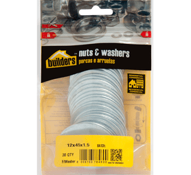 Build and Fix 30 x Flat Washers Silver 12 x 45 x 1.5 mm