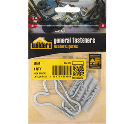 Build and Fix 4 x Hook Screws with Nylon Plugs 5 x 40 mm