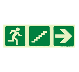 Parrot Products Photoluminescent E18 Running Man and Stairs Going Up and Arrow Right Sign Green 190 mm