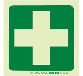 Parrot Products Photoluminescent E7 Green Cross Safety Sign Green 190 mm