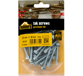Build and Fix 30 x Threaded Hex Screws 5.5 x 38 mm
