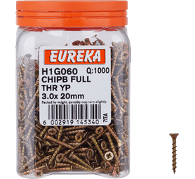 Eureka H1G060 3.0 x 20 mm Chipboard Screw Full 1000 Pack