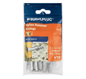 Rawlplug 10 x Nylon Hammer In Fixing Countersunk Head 6 x 60 mm