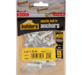 Build and Fix 30 x Plastic Nail in Anchors 5 x 25 mm