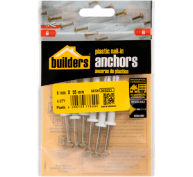 Build and Fix 6 x Nail In Anchor 55 x 6 x 6 mm