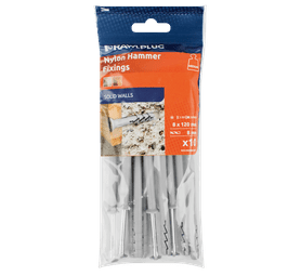 Rawlplug 10 x Nylon Hammer In Fixing Countersunk Head 8 x 120 mm