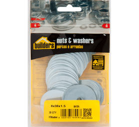 Build and Fix 30 x Flat Washers Silver 8 x 38 x 1.5 mm