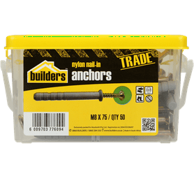 Build and Fix 50 x Nylon Nail in Anchors 8 x 75 mm