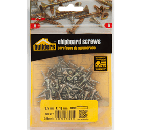 Build and Fix 100 x Chipboard Screws 3.5 x 13 mm