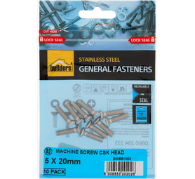 Build and Fix 10 x Countersunk Head Machine Screws 5 x 20 mm