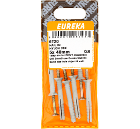 Eureka 6T20 5 x 40 mm Nail In Nylon Countersunk 6 Pack