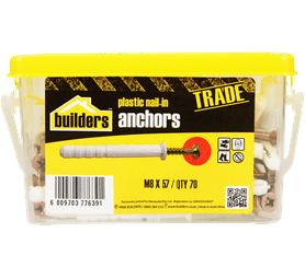 Build and Fix 70 x Plastic Nail in Anchors 8 x 57 mm