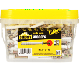 Build and Fix 300 x Plastic Nail in Anchors 8 x 75 mm