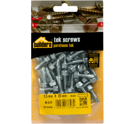 Build and Fix 60 x Threaded Hex Screws 5.5 x 20 mm