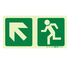 Parrot Products Photoluminescent E12 Diagonal Arrow Up and Left and Running Man Sign Green 190 mm