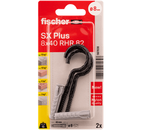 Fischer 2 x SX RHR 82 Plugs and Hook Screws 40 x 8 mm