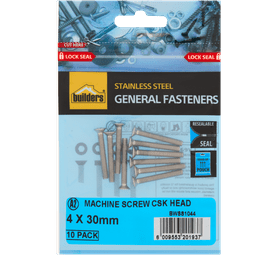 Build and Fix 10 x Countersunk Head Machine Screws 4 x 30 mm