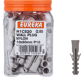 Eureka 50 x H1C520 Wall Plug Nylon P10 10 x 50 mm
