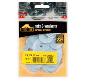 Build and Fix 72836 30 x Medium Body Washers Silver 8 x 28 x 1.5 mm