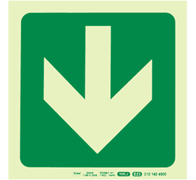 Parrot Products Photoluminescent E23 Arrow Down Sign Green 190 mm