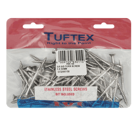 Tuftex 100 x Stainless Steel Torx Screw and Bits 5 x 50 mm