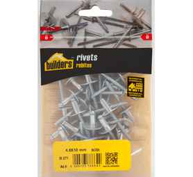Build and Fix 30 x Large Flange Bond Rivets Silver 4.8 x 10 mm