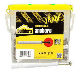 Build and Fix 45 x Plastic Nail in Anchors 8 x 100 mm