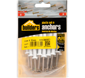 Build and Fix 20 x Nail In Anchor 70 x 6 x 6 mm